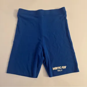 White Fox Boutique Blue Ribbed Biker Shorts Puffy Logo thumbnail 1