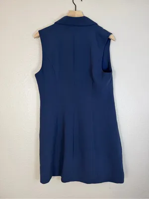 New Good American Luxe Suiting Sleeveless Blazer Dress Navy Blue Rinse Size 3 L thumbnail 9
