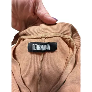 Reformation Size Small Ribbed Tie Neck Covered Back Brown‎ Bodysuit #Z4-5 thumbnail 3