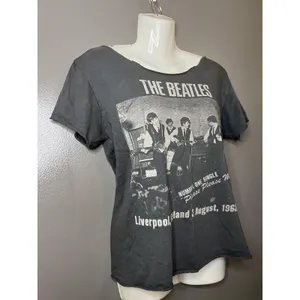 The Beatles Shirt Womens Small Black Liverpool 1963 Graphic Tee Top Band Rock thumbnail 3