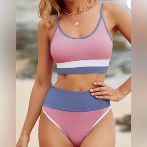 Adisputent Womens High Waisted Bikini Crop Top Sporty 2-Piece Bathing Suit thumbnail 2