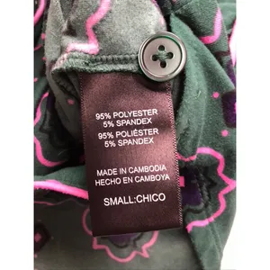 Room Service Pajama Set Women Small Green Pink Geometric Long Sleeve‎ thumbnail 5