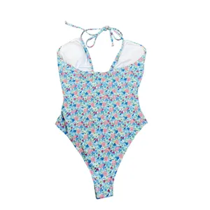 Cotton On Body Floral Berry Keyhole Halter One Piece Swimsuit Blue Pink‎ Small thumbnail 4