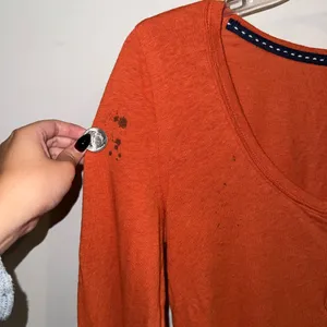 NWT DEFECTIVE $68 Anthropologie x Pilcro Coral Sustainable Pullover Henley M thumbnail 11