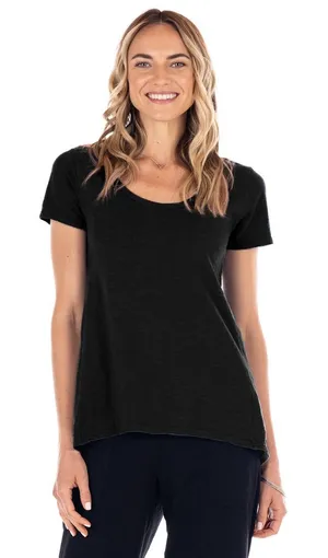 Fresh Produce Luna Top Black Cotton Slub Scoop Neck Tee XXL 22072 Made in USA‎ thumbnail 1