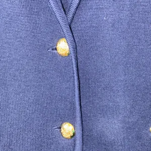 Lauren Ralph Lauren Knit Blazer XL Navy Gold Button Preppy Old Money Equestrian thumbnail 10