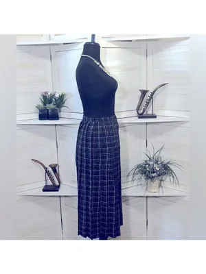 Vintage 60s 70s preppy wool skirt plaid blue pink school girl uniform academia S thumbnail 5