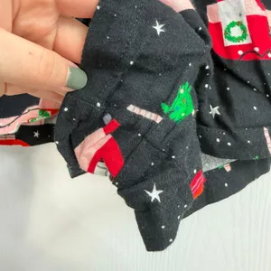 Old Navy black‎ Christmas holiday pull on drawstring fleece pajama shorts small thumbnail 2