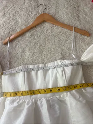 Lulus Sweet Vision White Taffeta Off-the-Shoulder Babydoll Mini Dress Medium thumbnail 6