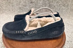 UGG Black Suede Moccasins with Plush Lining thumbnail 1