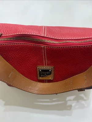 Dooney & Bourke Red Pebbled Mary Leather Shoulder Bag with Tan Strap thumbnail 6