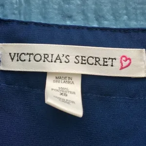 Victoria’s Secret VS Vintage Satin Button Down Pajamas Blouse Top Shirt Blue 90s thumbnail 3