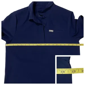 FIGS Nala Short Sleeve Scrub Polo Top - Blue - XS thumbnail 3