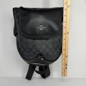 Coach Court Signature Canvas Pebble Leather Backpack Black Women One Size thumbnail 5