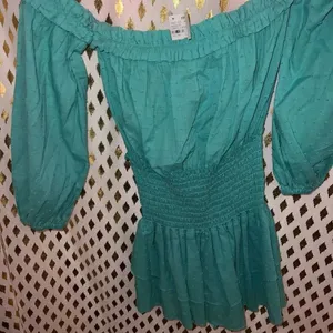 Rays for days mini dress teal blue off shoulder ruched size M thumbnail 8