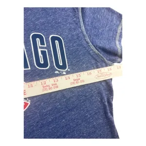 Chicago Cubs MLB T-Shirt Womens Medium Blue Heather Graphic Tee Sporty Majestic thumbnail 3