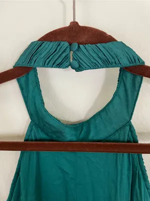 Anthropologie Teal Halter Plissé Playsuit Romper‎ Size 6 thumbnail 5