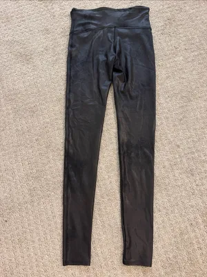 SPANX Faux Leather High-Waist Leggings - Black Athleisure Athletic Size: Large thumbnail 6
