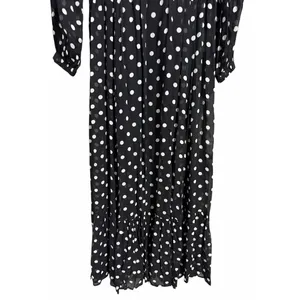 J. Crew Long-Sleeve Chiffon‎ Midi Dress Black Polka Dot Women's Size Small thumbnail 6