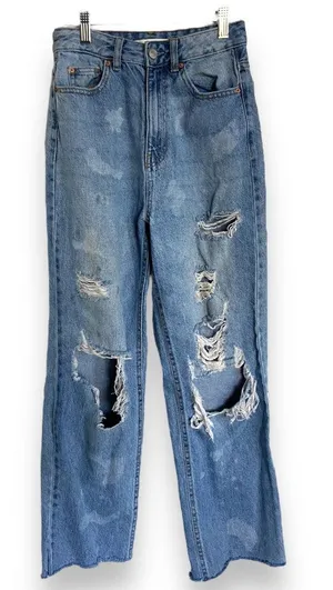 PacSun‎ Womens Jeans Sz 25 90s Boyfriend Distressed Bleached Ripped Baggy thumbnail 1