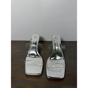 Bellini Mikana Clear Vinyl Silver Square Toe Heeled Sandals Size 9 thumbnail 4