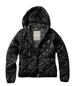 Abercrombie & Fitch Lightweight Hooded Puffer Jacket Womens S Black Packable thumbnail 1