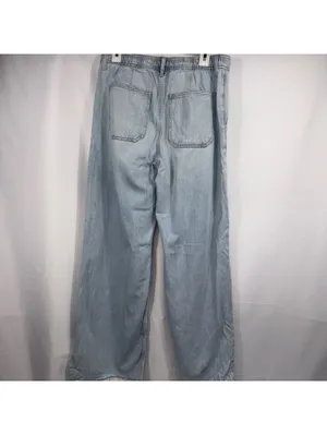 Lucky Brand Women’s Wide Leg Drawstring Chambray Jeans Medium Light Wash thumbnail 6
