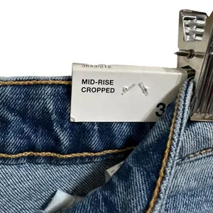 ZARA Women's Mid-Rise Cropped Flared Denim Frayed Hem Jeans Size 4 NEW thumbnail 5