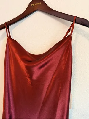 Altar'D State Carlotta dress, midi length satin slip dress, maroon, size S NWT thumbnail 10
