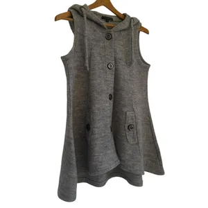 For Cynthia Womens 100% Wool Sleeveless Hooded‎ Cardigan Sweater Gray Sz S thumbnail 2