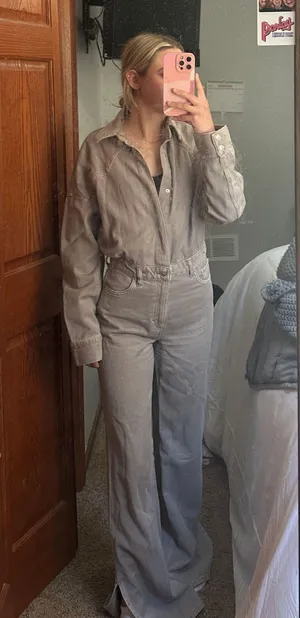 ZARA Denim Jean Jumpsuit thumbnail 1