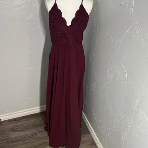 Lulu's burgundy Lace Maxi Dress thumbnail 8