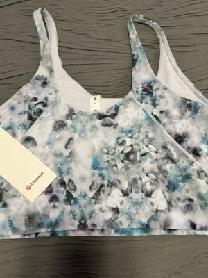 Lululemon Align Top Floral Watercolor Sports Bra in Teal & Gray thumbnail 2