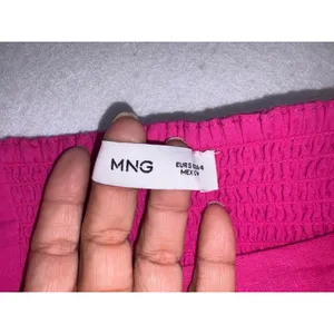 Mango MNG Womens Pink Linen Blend Beaded Strap Smocked Back Mini Dress Size S thumbnail 7