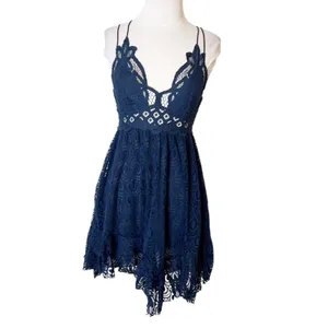 Free People Adella Burnout slip sun dress‎ navy blue sz XS sundress thumbnail 6