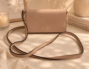 Kate Spade New York Women’s Crossbody Pink Beige Purse Gold Accents Leather EUC thumbnail 1