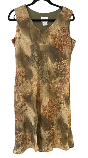 K Petite Vintage 90s Y2k Grunge Women‎ Green Brown Floral Paisley Fairy Dress thumbnail 1