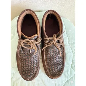 Twisted X Brown Woven Leather Lace-Up Chukka Ankle Boots Round Toe US 4 thumbnail 8