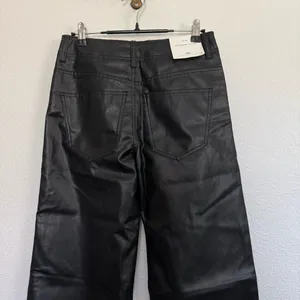 NWT Zara Faux Leather Wide Straight Leg Pants in Black 2 thumbnail 6