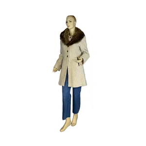 Vintage Circa 1980'S J. Marco Beige & Brown Wool & Fox Fur Collar Coat (S) thumbnail 6