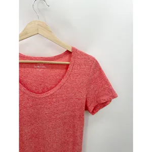 J.Crew Top Women MEDIUM Orange Speckled Cotton Short‎ Sleeve Round Neck T-Shirt thumbnail 5