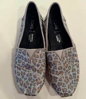 TOMS | Womens Alpargata Classic Silver Glitter Cheetah Print. Size: 6 thumbnail 2
