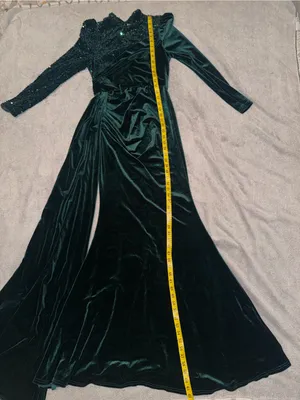 FAERIESTY Emerald Green Velvet Evening Gown Maxi Dress size small thumbnail 4