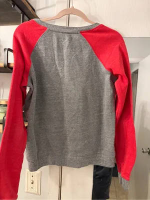 HOMAGE Gray Pullover Sweatshirt with Red Raglan Sleeves thumbnail 4