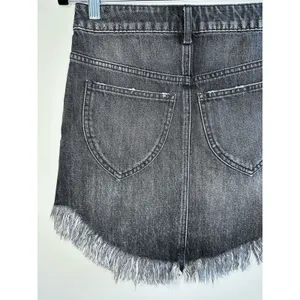 We‎ The Free People Black Denim Mini Skirt 25 Frayed Hem Rocker Festival Revival thumbnail 8