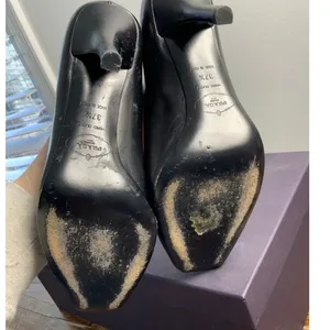Prada Capretto Pretty Nero Authentic‎ Black Peep Toe Pumps size 37.5 thumbnail 9