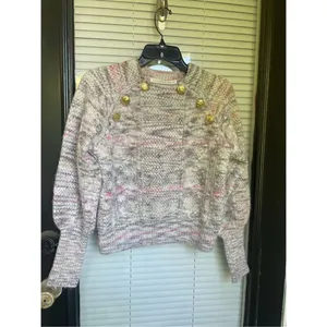 Veronica Beard Adelaide Crew Neck Full Sleeve Sweater S Merino wool/ Alpaca Gray thumbnail 12