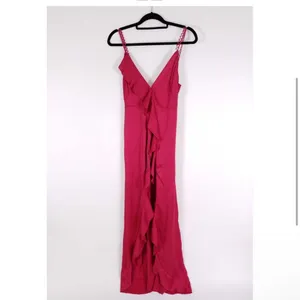 For Love & Lemons Isabella Ruffled Maxi‎ Dress in Fuchsia Size M thumbnail 4