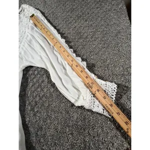 POL Embroidered Floral Lace Blouse Women‎ S White WFT45 Boho Crochet Pintuck Top thumbnail 9