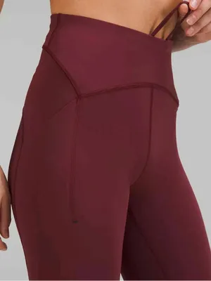 Lululemon Power Thru High Rise Tight Leggings 25” Red Merlot size 10 $128 thumbnail 3